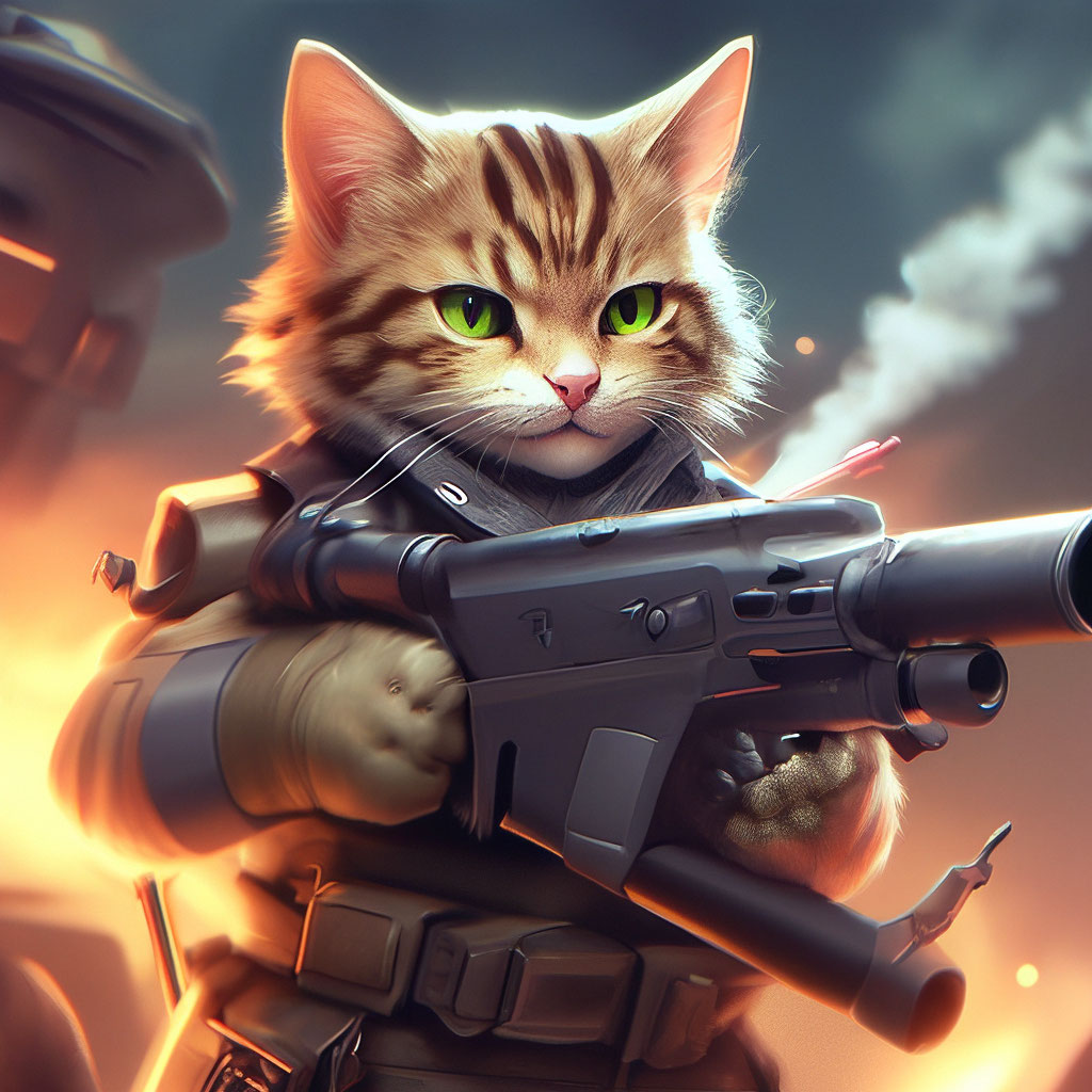 Котик с автоматом