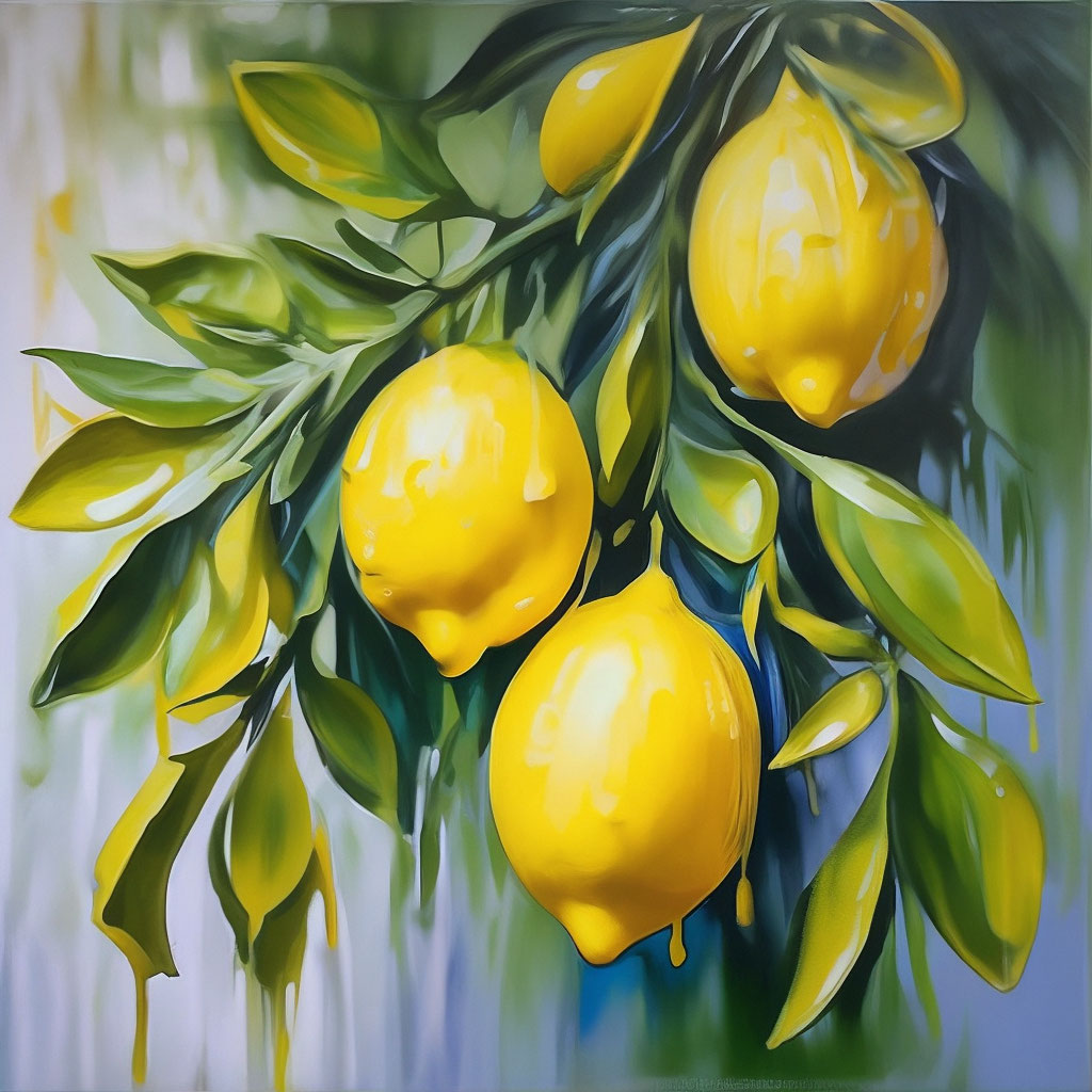 Ветка с лимонами Масляная живопись, …» — создано в Шедевруме