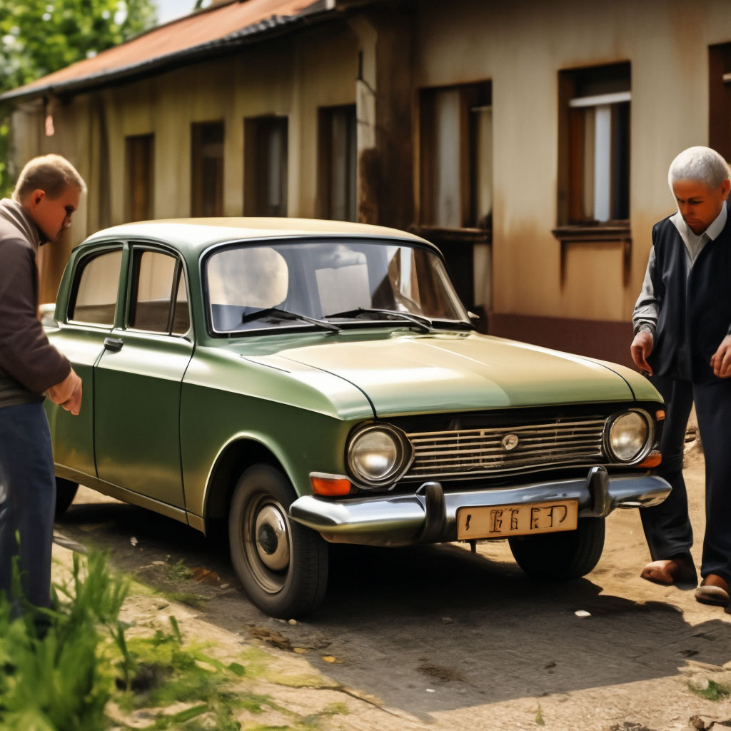 Советский двор,старый автомобиль …» — создано в Шедевруме