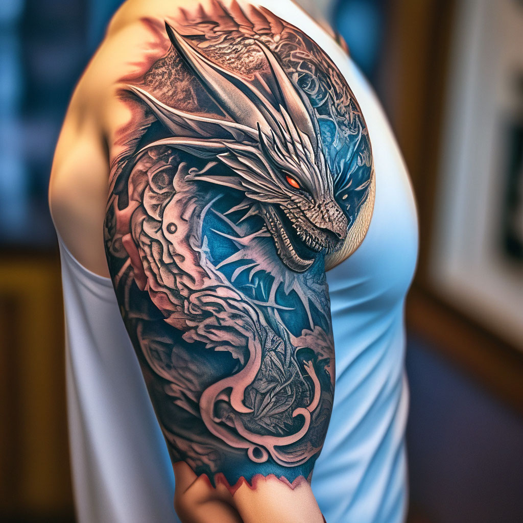 Мужские татуировки дракона на плече ( фото)