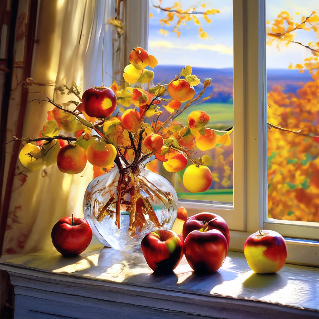 Осенние композиции: нежные цветы из яблок!