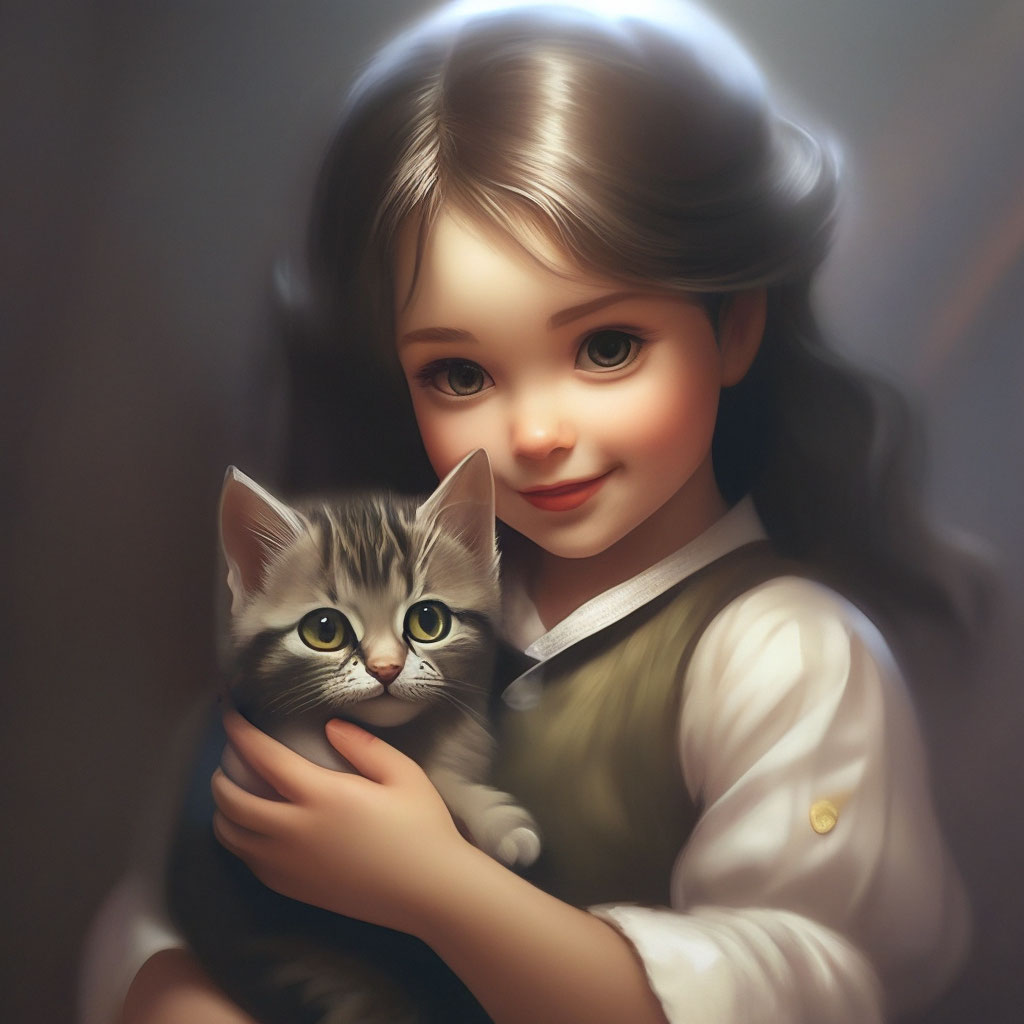Девочка с котом картинка