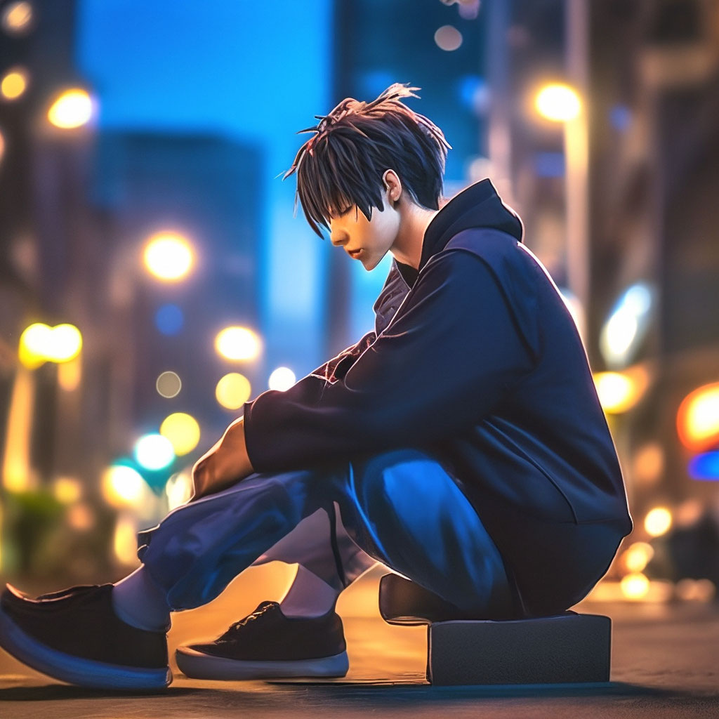 Anime Guy Sitting Side View