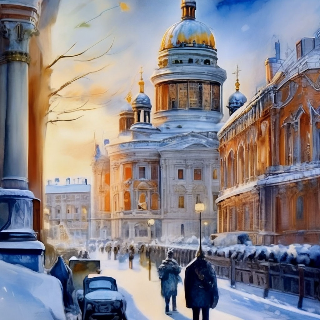 Зима, Санкт-Петербург, начало 20 века…» — создано в Шедевруме