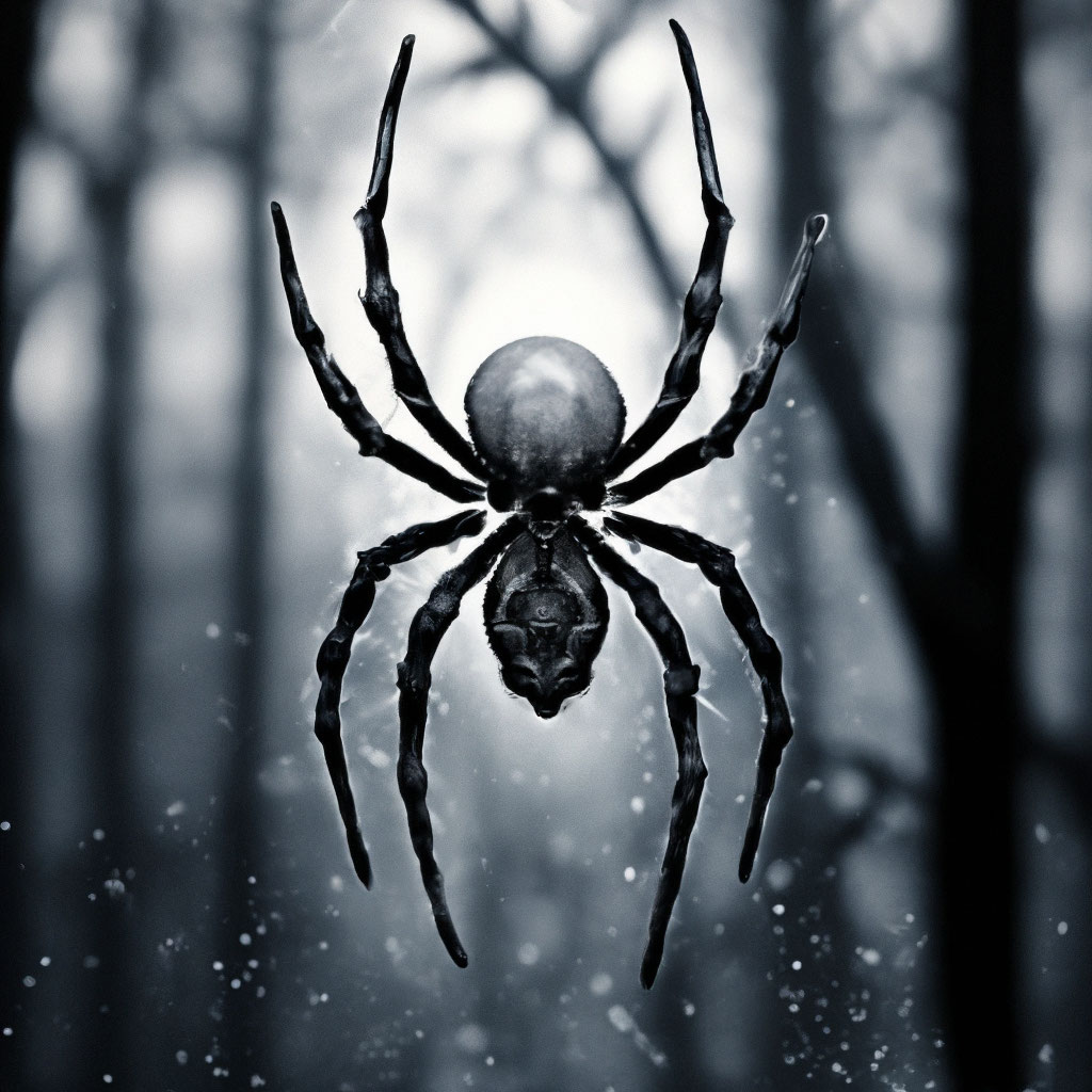 Черно белый кристальный паук свисает…» — создано в Шедевруме
