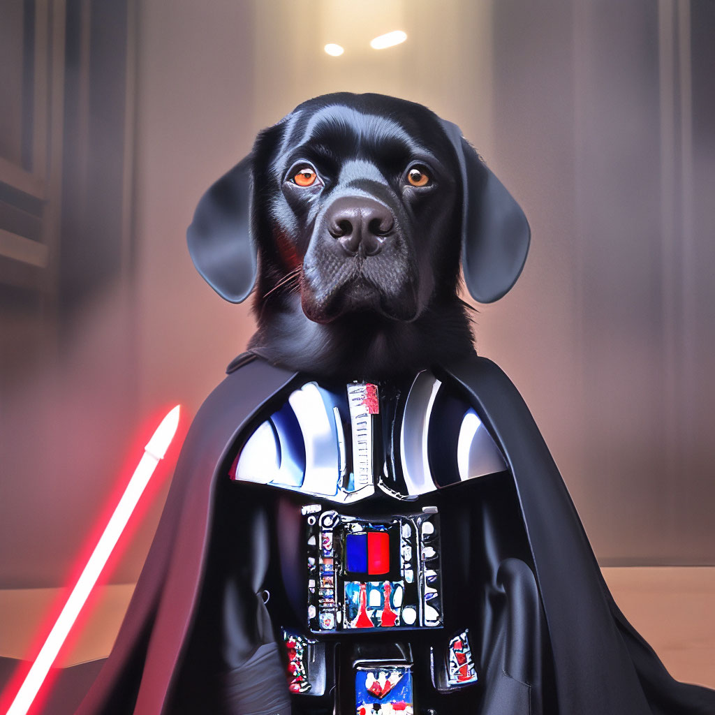 The dog darth Vader" — image created in Shedevrum