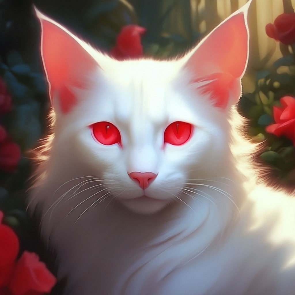 Кот альбинос с красными глазами