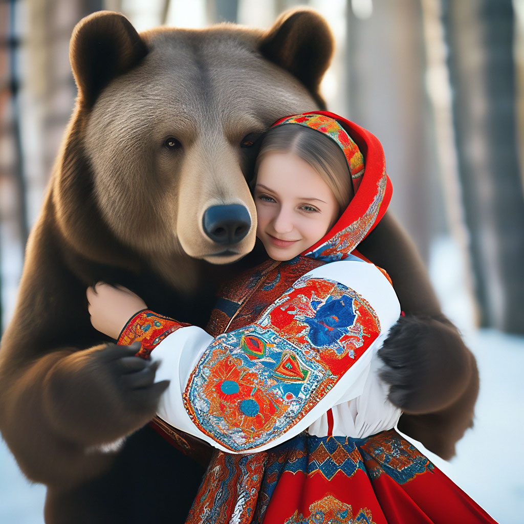 Медведь и девушка арт - 67 фото