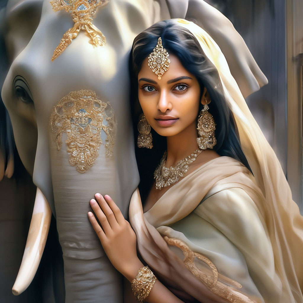 Девушка индийская красивая, обнимает …» — создано в Шедевруме