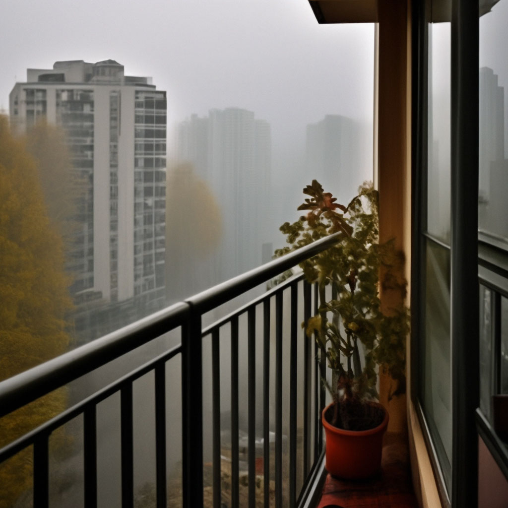 Вид с балкона высокого этажа на …» — создано в Шедевруме