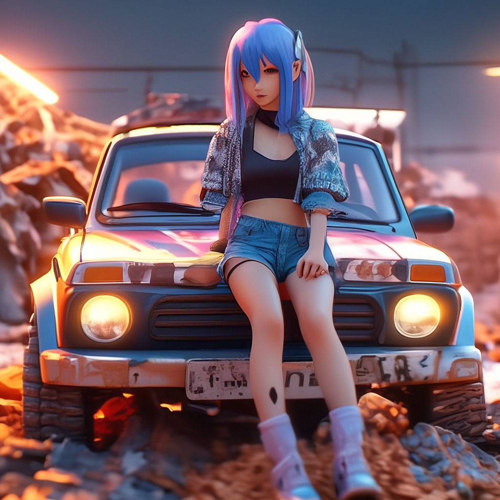 An anime girl sits on the … | Trueno