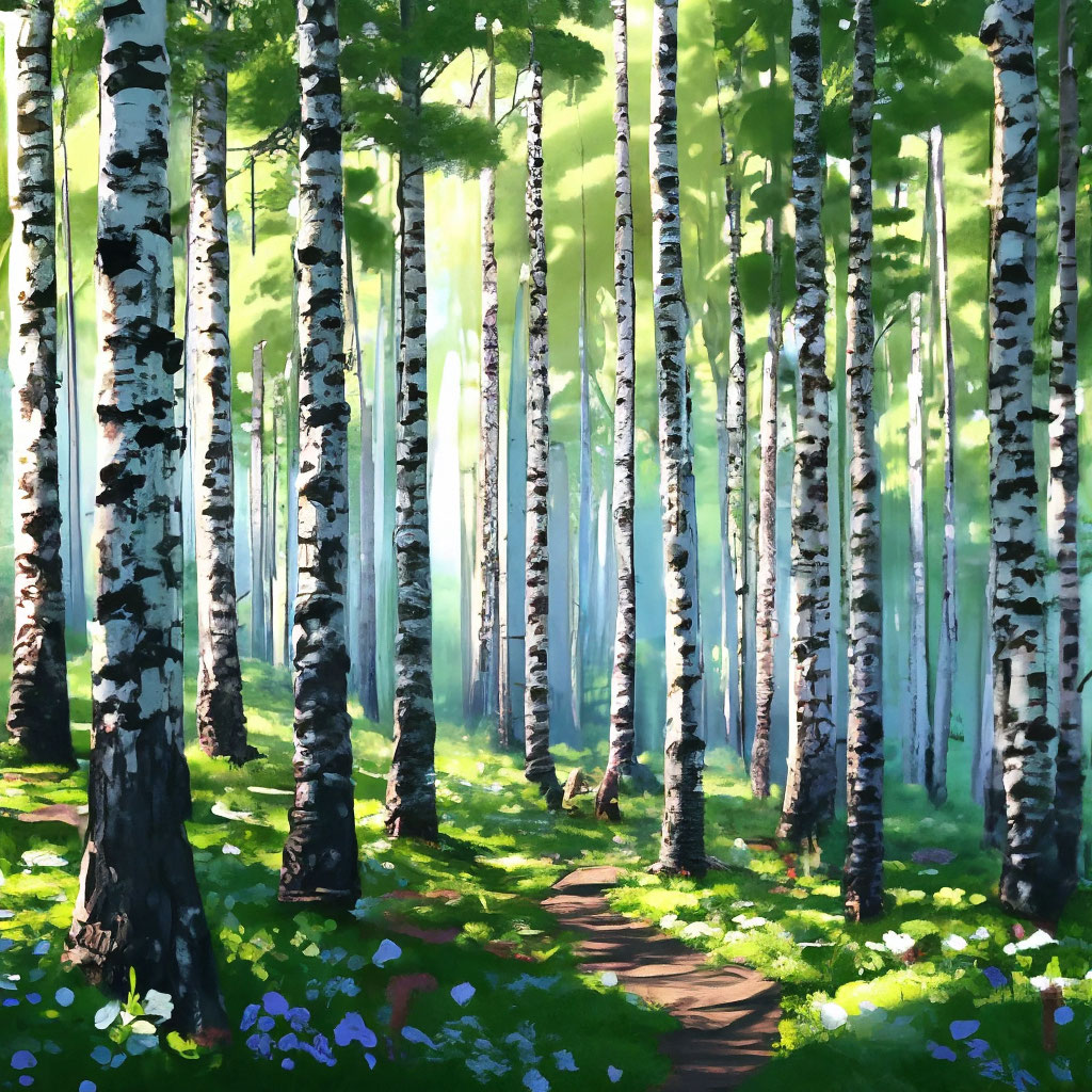 Березовый лес WEIV1, Вельц Иван - печатаные картины, репродукции на холсте на UkrainArt