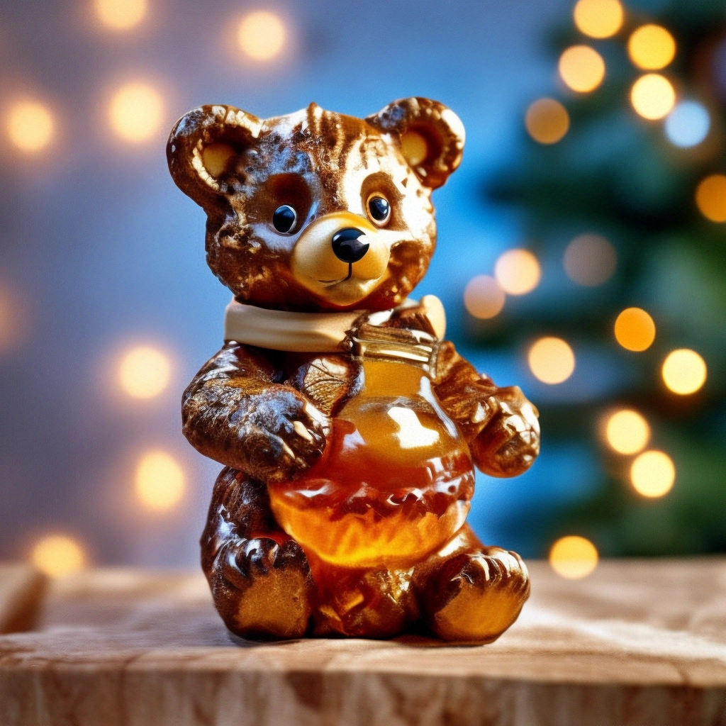 "A bear cub with a barrel of honey" — image created in Shedevrum