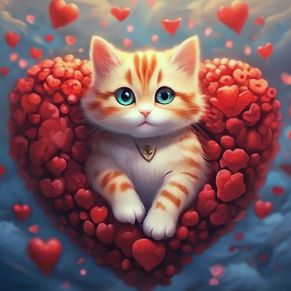 Холст «Кот с сердцем»