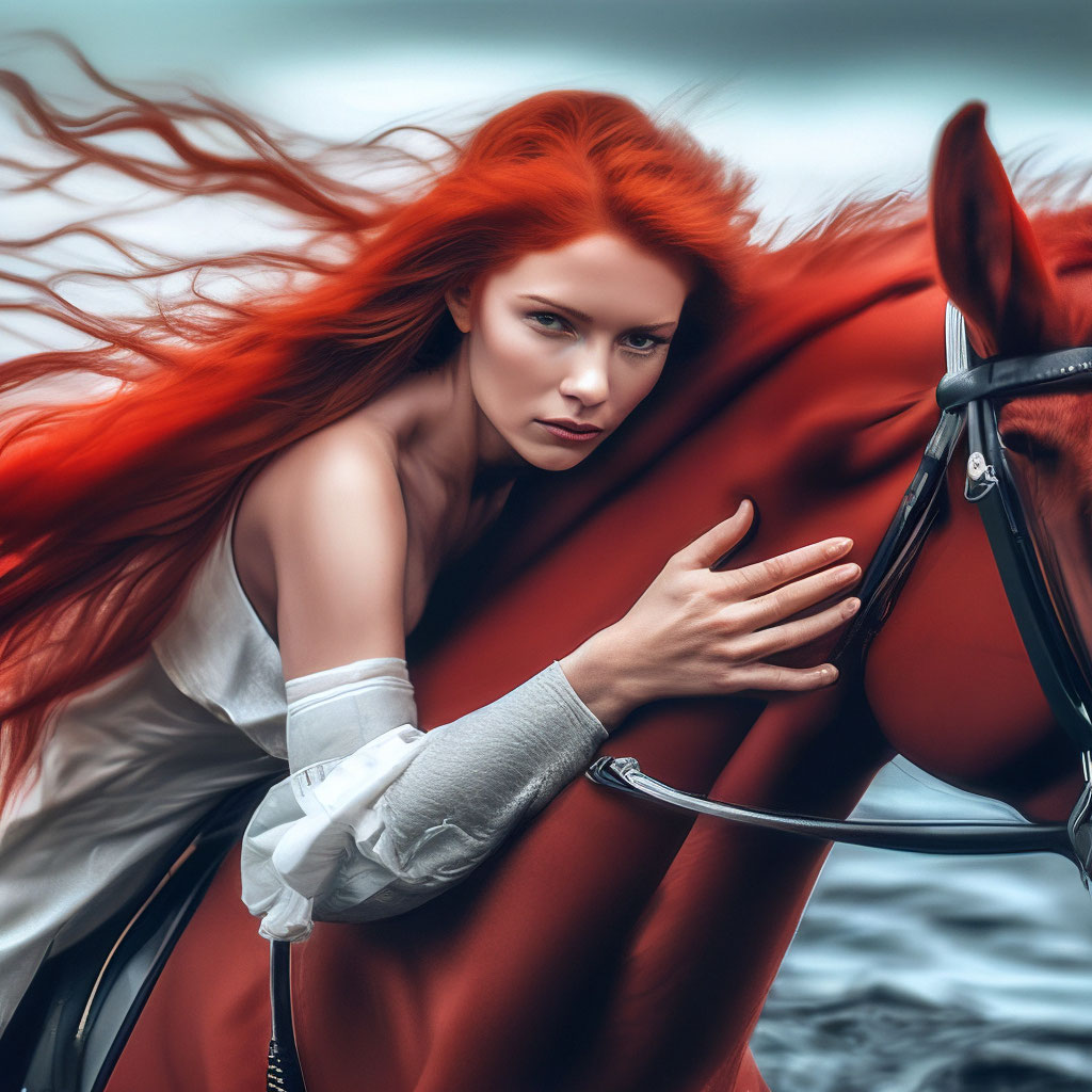 Купание красного коня, девушка с …» — создано в Шедевруме