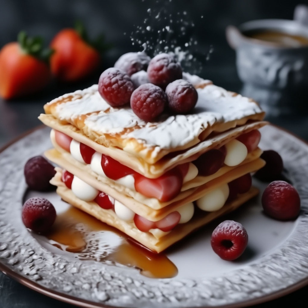 Мильфей с маскарпоне и ягодами / Millefeuille with mascarpone cream and berries