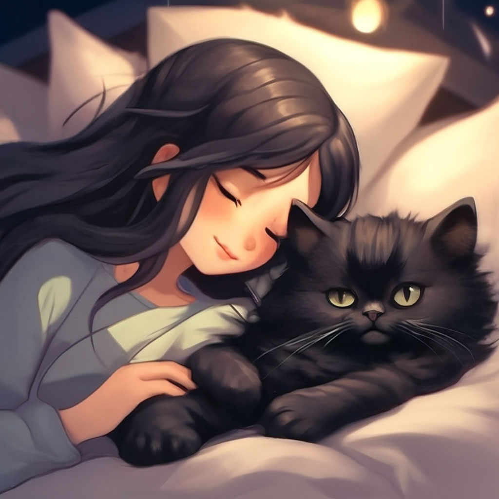 Спокойной ночи черный пушистый кот …» — создано в Шедевруме