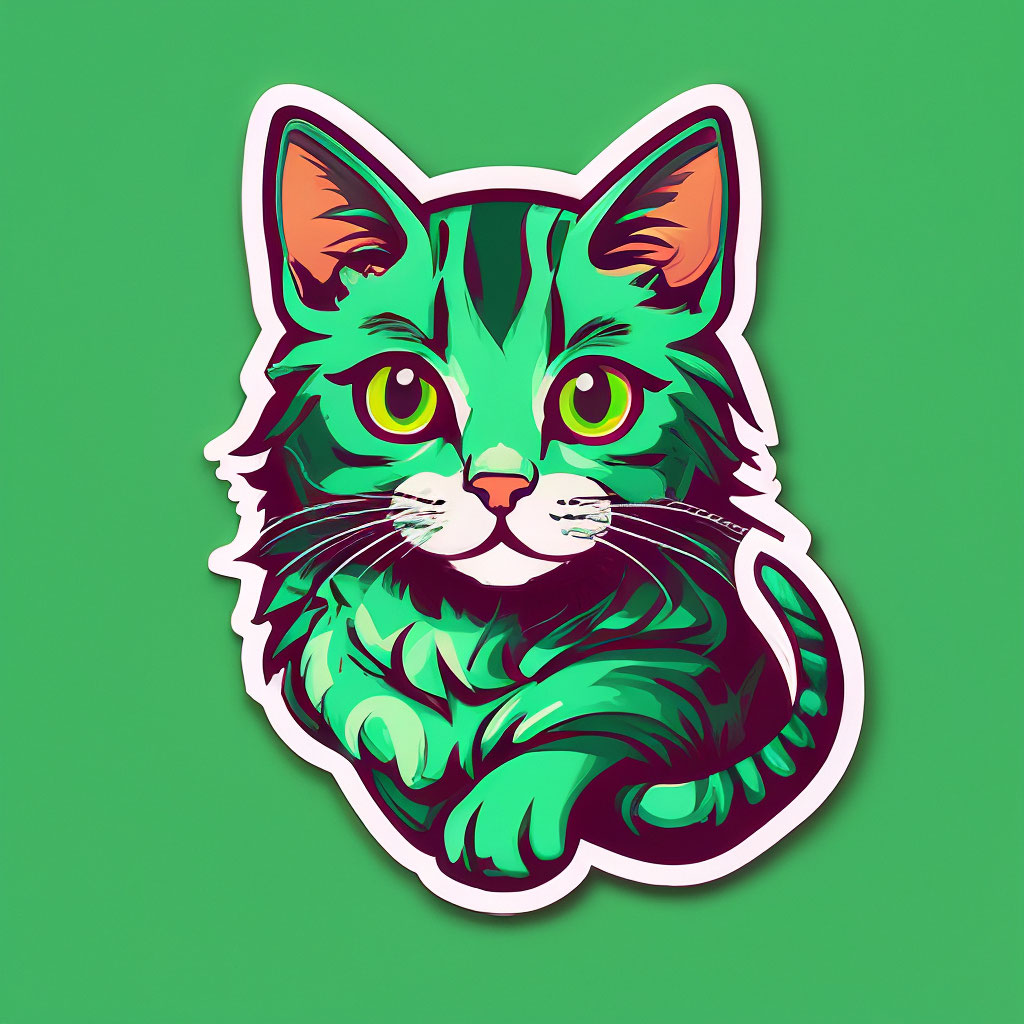 Кот на зеленом фоне