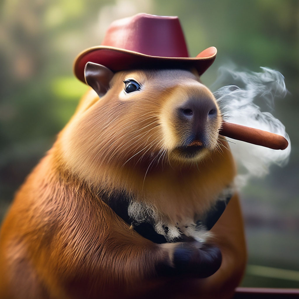 Capybara smokes a cigar