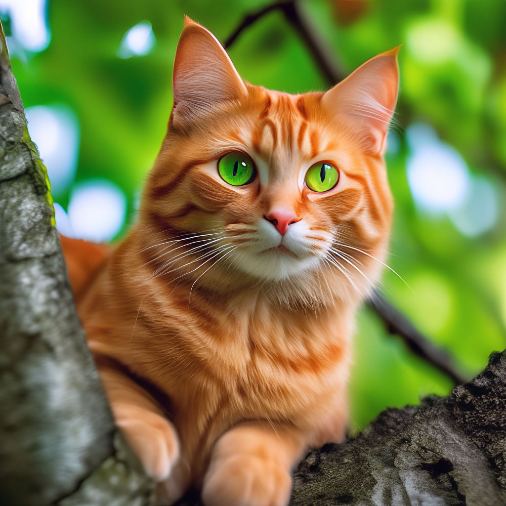 Красивая кошка рыжая с зелёными …» — создано в Шедевруме