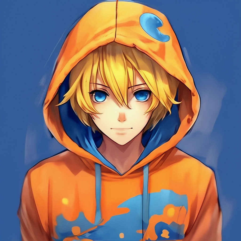 Anime Guy In Orange Hoodie