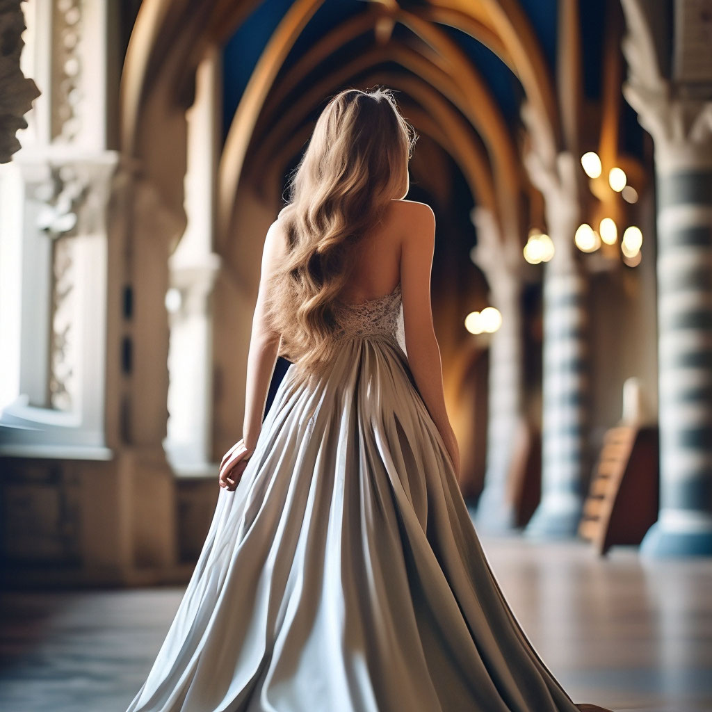 Красивая девушка в длинном платье в…» — создано в Шедевруме
