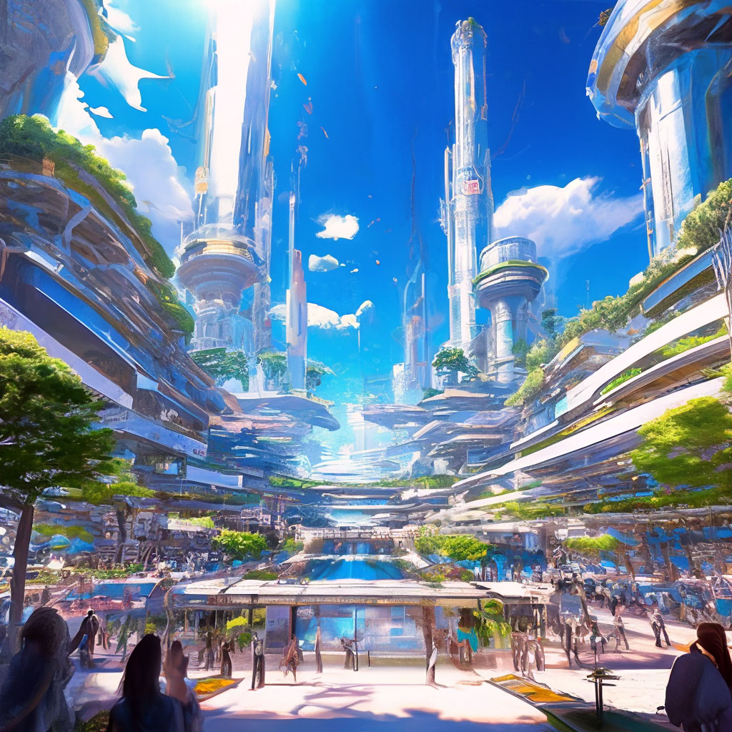 Solarpunk  City, Fantasy landscape, Eco city