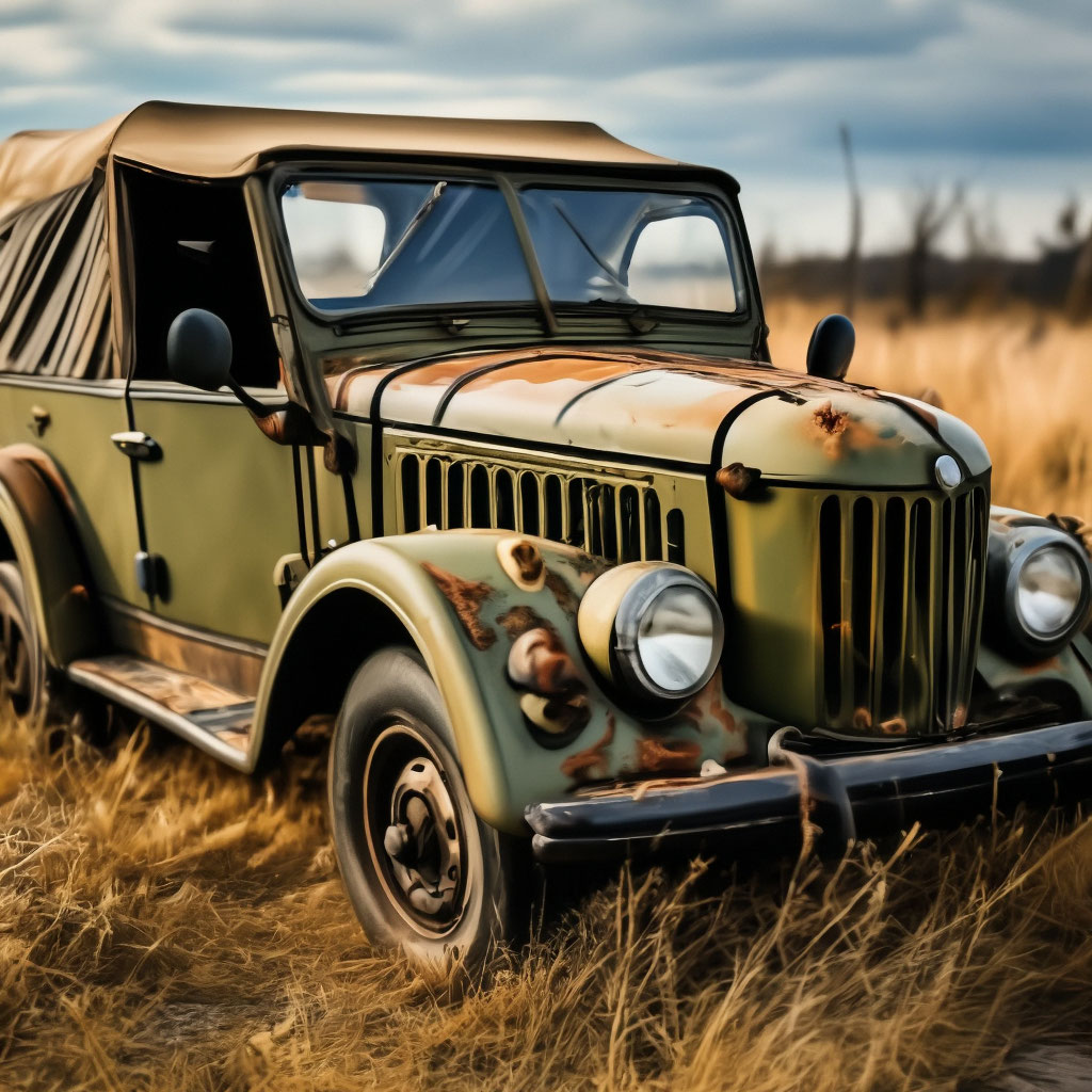 Gaz 69, заброшенное авто, поле, день, следы … | Oguzok» — Шедеврум