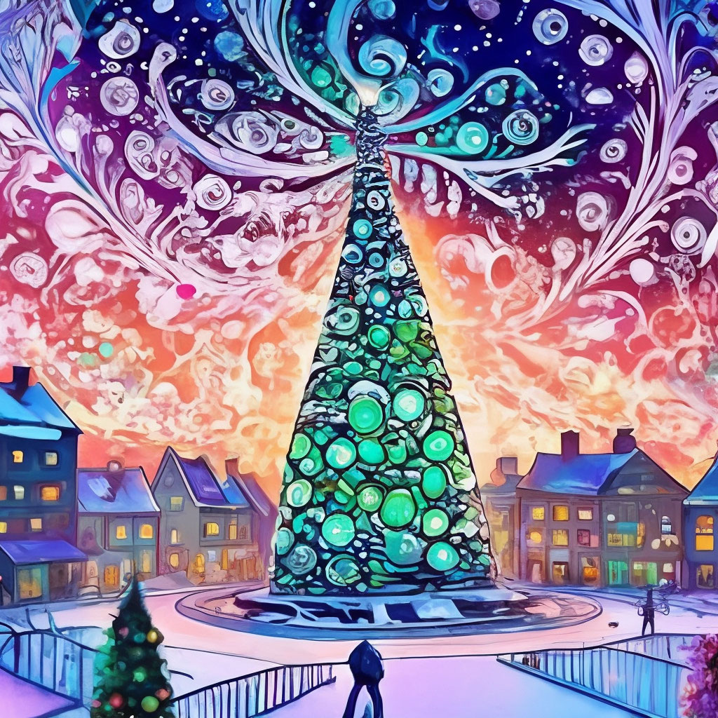 Новогодняя елка на площади милого …» — создано в Шедевруме