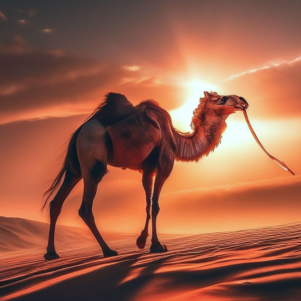 Верблюд по середине огромного солнца…» — создано в Шедевруме
