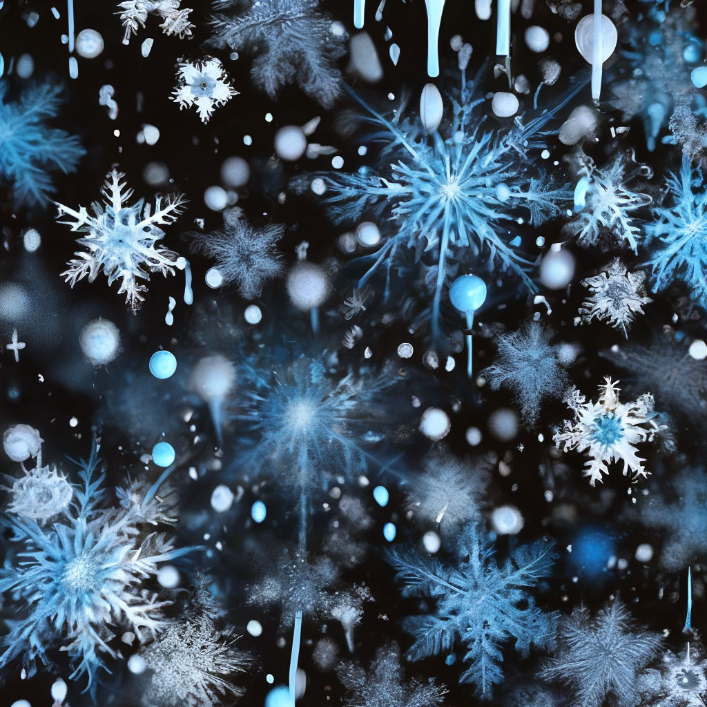 Снежинки на чёрном фоне, в …» — создано в Шедевруме