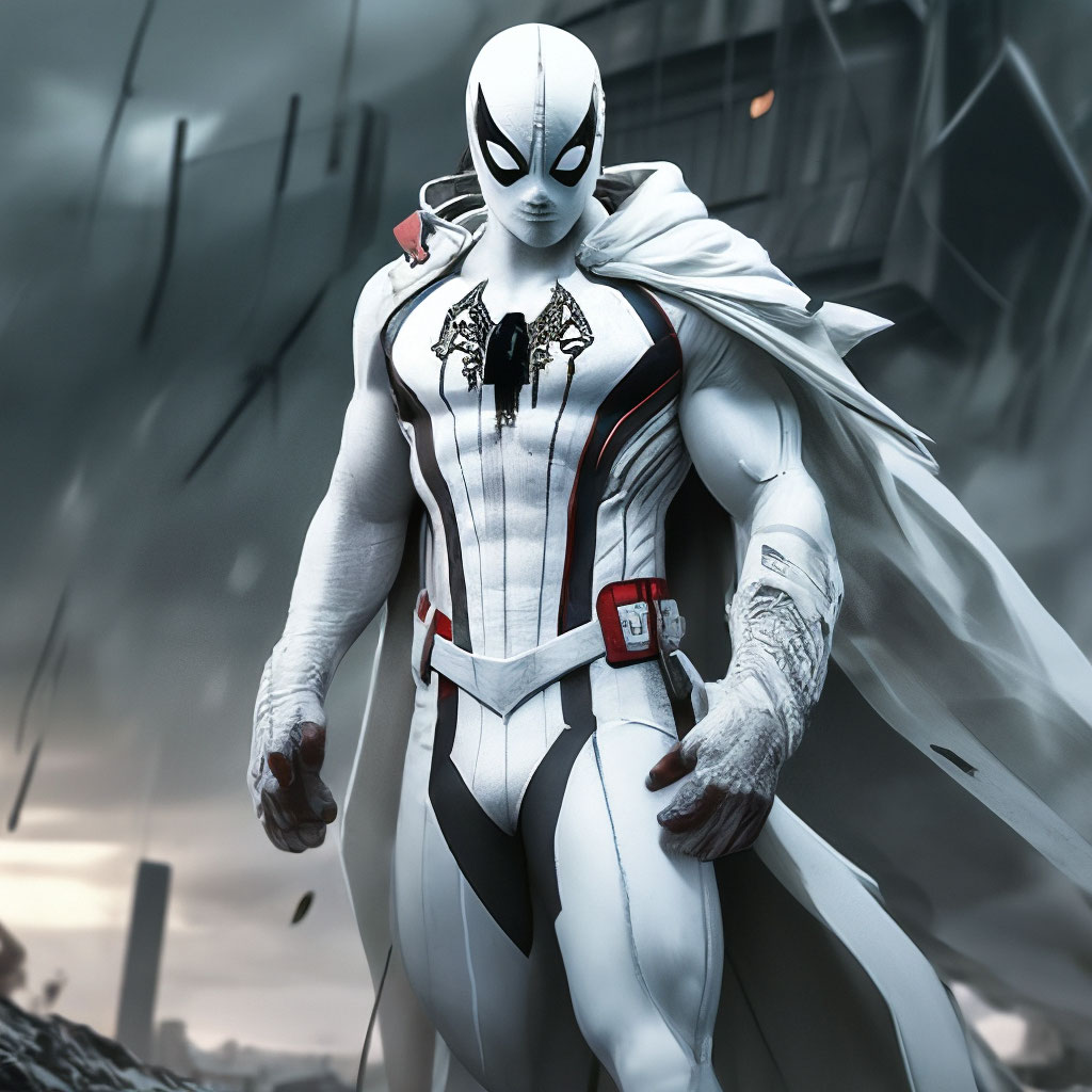 Человек паук в белом костюме