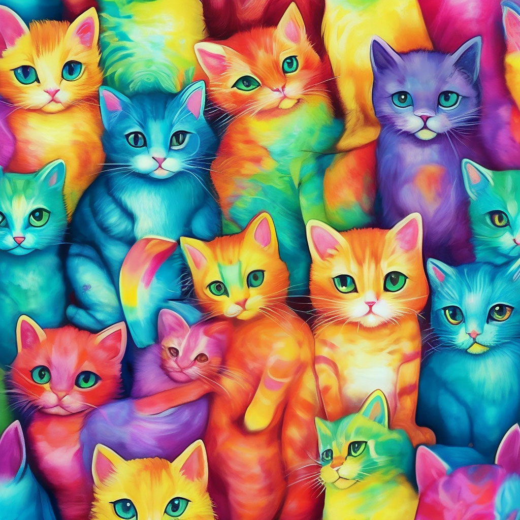 Разноцветные котята и коты с …» — создано в Шедевруме
