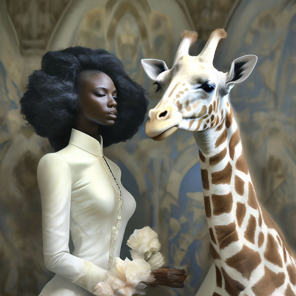 Жираф - Альбинос и красавица- …» — создано в Шедевруме