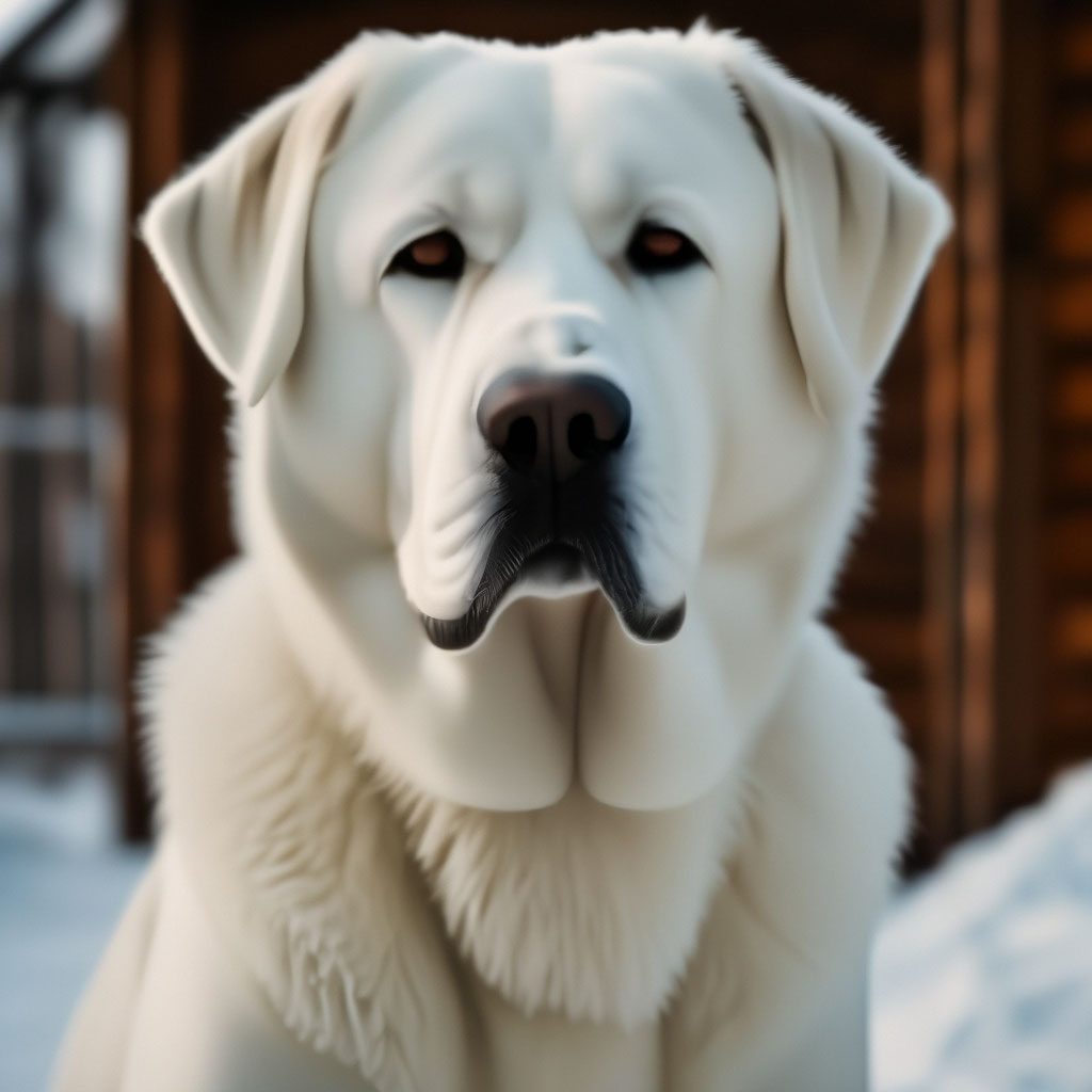 Большая собака белый алабай уши …» — создано в Шедевруме