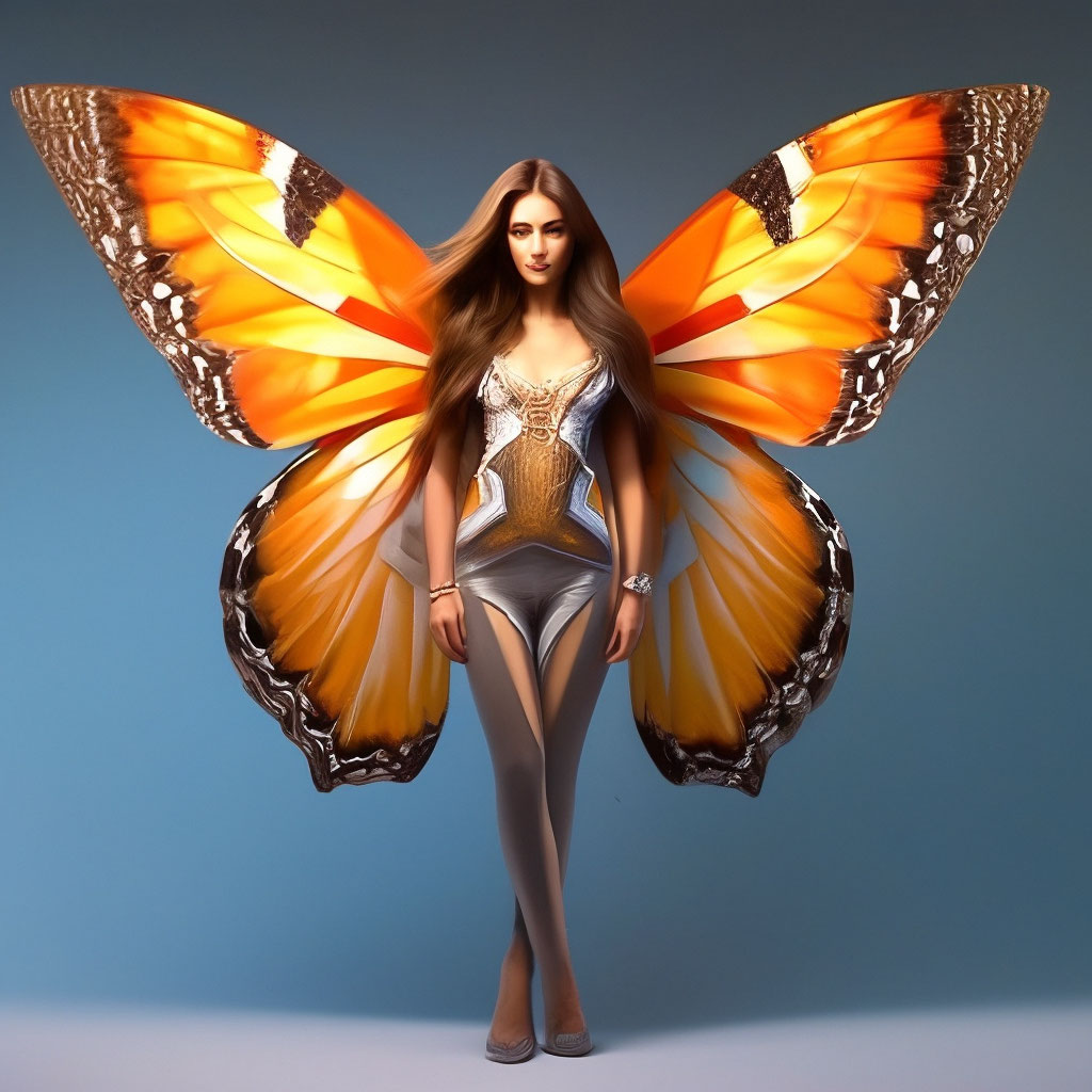 Женщина-бабочка, в полный рост, …» — создано в Шедевруме