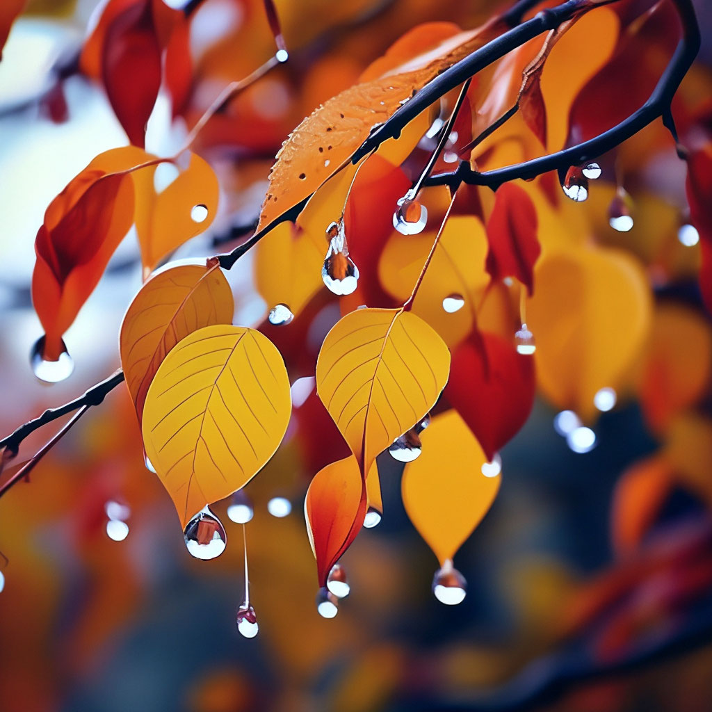 Осень, эстетика осени, листья, капли…» — создано в Шедевруме