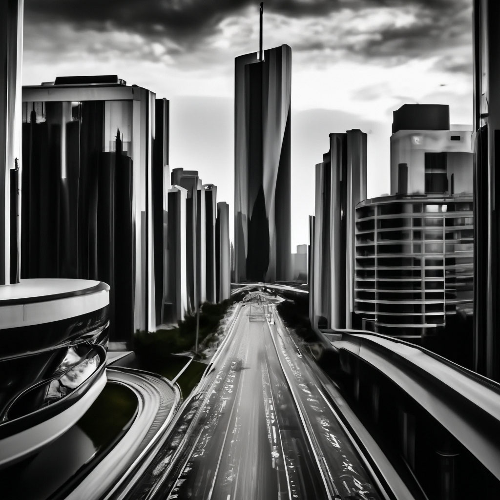 Черно белый город технологий , 30mm …» — создано в Шедевруме