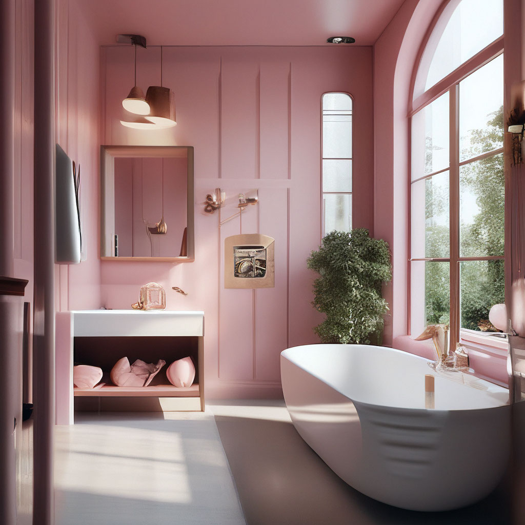 Розовая ванная комната – фото интерьера и подборка сочетающихся товаров