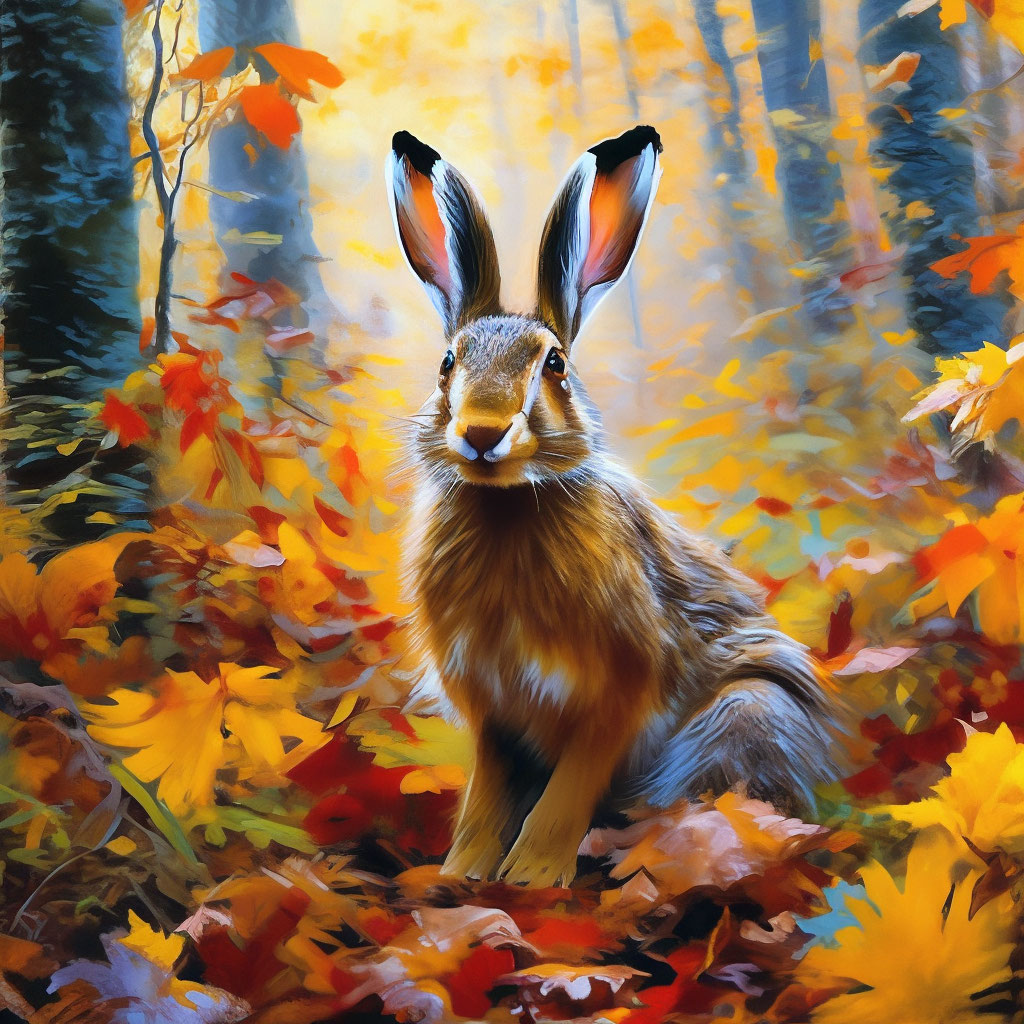 Заяц в осеннем лесу» — создано в Шедевруме