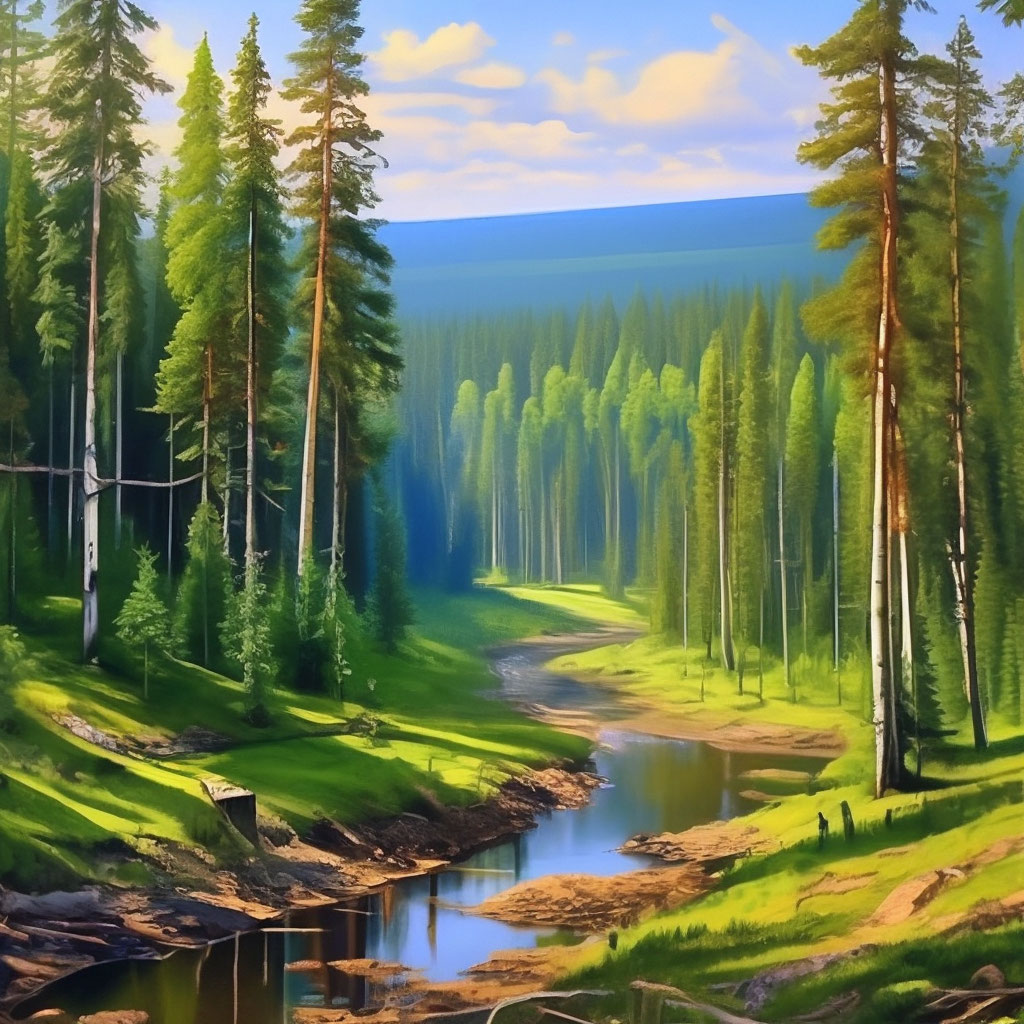 Тайга в Сибири летом Лес, густые …» — создано в Шедевруме