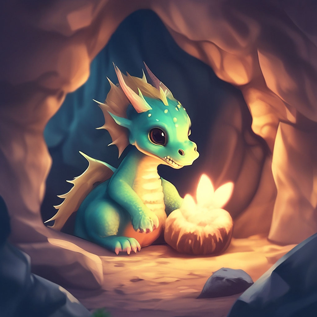 "The birth of a dragon in a cave. a …" — image created in Shedevrum