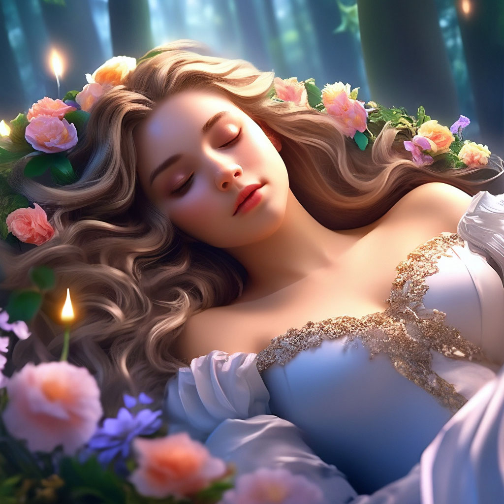Спящая красавица, девушка спит в …» — создано в Шедевруме