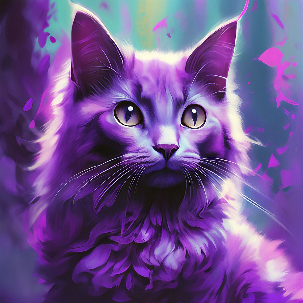 Фиолетовый кот.» — создано в Шедевруме