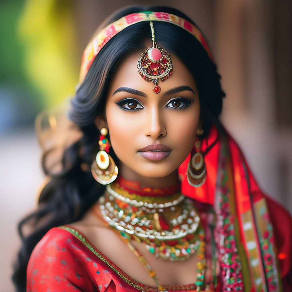 Красивая традиционная девушка индийская» — создано в Шедевруме
