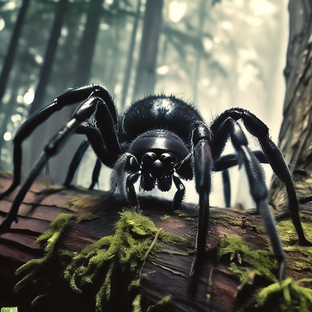 Чёрный огромный паук, чёткое …» — создано в Шедевруме
