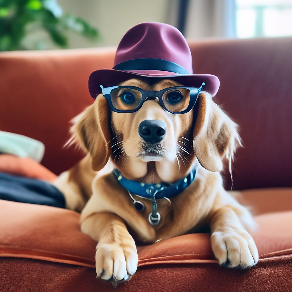 Симпатичная собака в шляпе и в …» — создано в Шедевруме