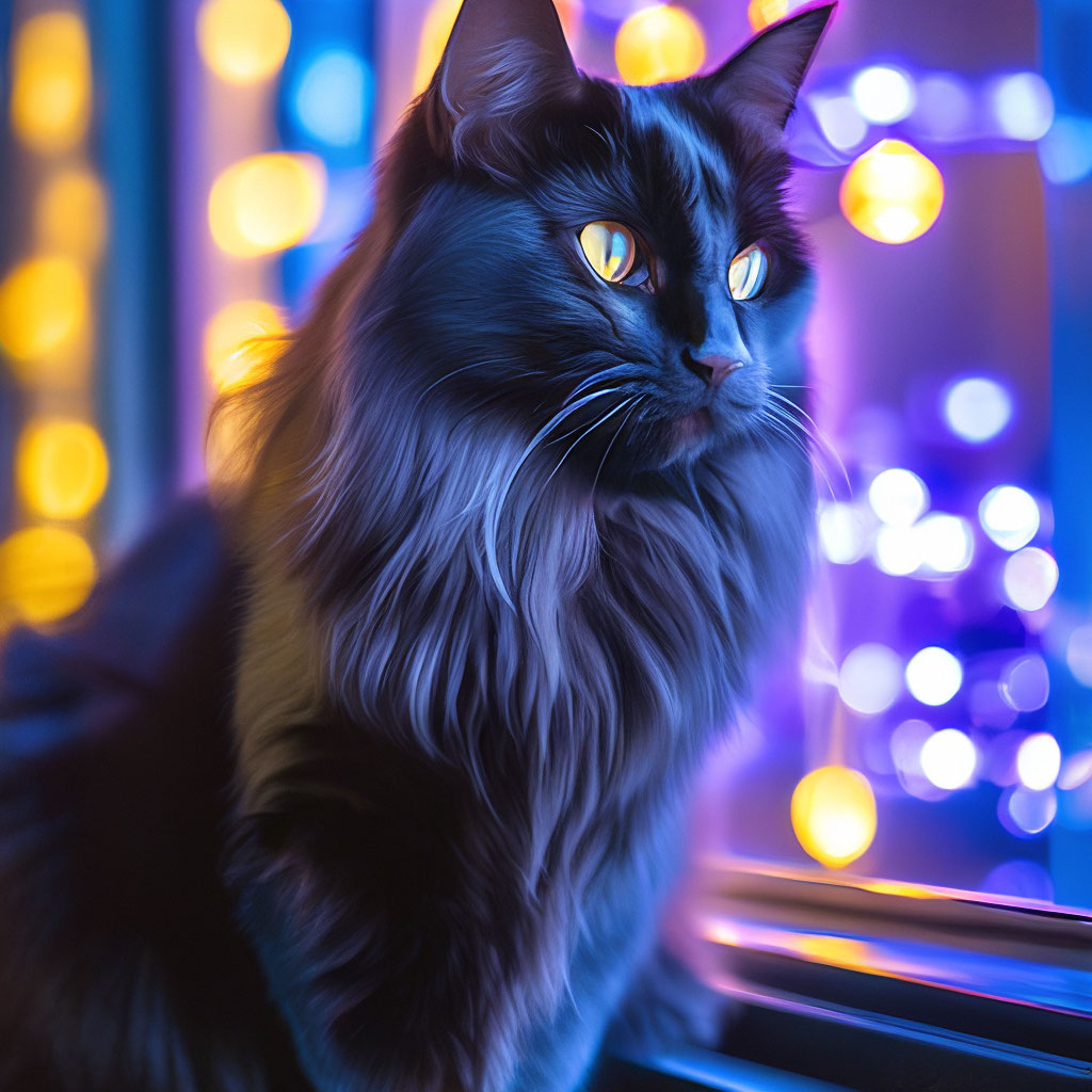 Черная турецкая ангорская кошка, …» — создано в Шедевруме