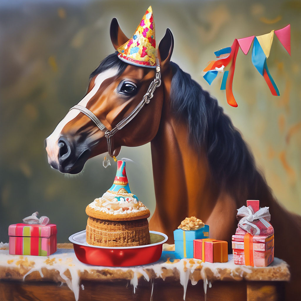 Открытка с лошадьми на день рождения