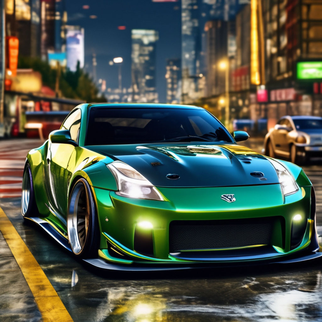 Need for speed underground 2, зелёный Nissan… | AV» — Шедеврум